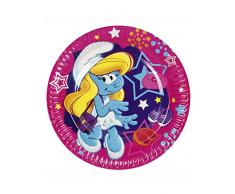 amscan - 552498 - 8 Assiettes Schtroumpfette Diamètre - 23 cm