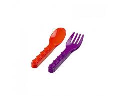 Placematix Couverts en Plastique pour Enfants (cuillère Roja-tenedor Violet), Couleur Rouge (8718657930251)
