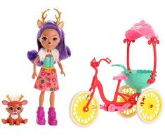 Enchantimals Coffret Danessa Biche à vélo, mini-poupée, figurine animale Sprint, et bicyclette, jouet enfant, GJX30