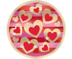 amscan 551706 Cœur dor métallique Assiettes 23 cm