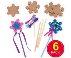 Baker Ross Baguettes Magiques en Bois Flocon de Neige (Paquet de 6) - Loisirs créatifs pour Enfants