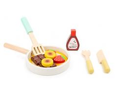 Small Foot 11467 Kit de crêpes en Bois, avec poêle, spatule, Couteau, Fourchette et ingrédients, à partir de 3 Ans Jouets, Multicolore