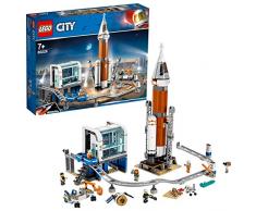 LEGO-La Fusée Spatiale et Sa Station de Lancement, Inspiré par La NASA avec Astronautes, Scientifiques et Figurines de Robots City Jouet de Construction, 60228, Multicolore