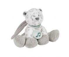 Nattou Mini Peluche Musicale Léopard des Neiges Léa, Berceuse La-Le-Lu, Loulou, Léa et Hippolyte, Blanc/Gris