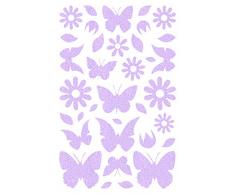 Maildor AE101O - Un sachet de gommettes Glitty 2 planches 10,5x16 cm, Papillons et fleurs en violet (66 stickers)