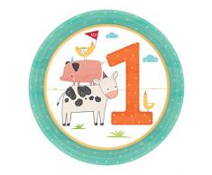 Amscan International 5421721 Amscan Lot de 8 assiettes en papier Motif barnyard 18 cm