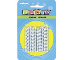 Unique Party - 1944 - Paquet de 10 Bougies dAnniversaire Argent - Spirale