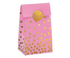 amscan Rose Foil poinçonné Sacs avec Autocollant