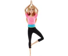Barbie Made to Move poupée articulée Fitness ultra flexible blonde avec haut rose et 22 points darticulations, jouet pour enfant, DHL82