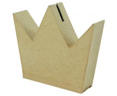 Décopatch AC451O - Un support en papier brun pulpé 3,5x14,5x13,5 cm, Tirelire couronne