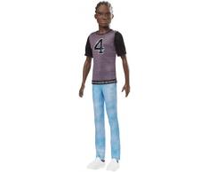 Barbie Fashionistas poupée mannequin Ken #130 brun avec maillot de sport, jeans et chaussures blanches, jouet pour enfant, GDV13