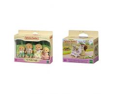 Sylvanian- Autre Families Mini Univers, 5259, Norme & 4533 - Poussette Double - Poupées et Accessoires - Sylvanian