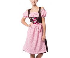 Partychimp Femme Dirndl Midi Anne de Ruth Rose/Marron avec Une bluße et Tablier, Taille 36–48 Pink/Braun