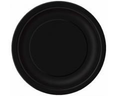 Unique Party 3204 - Assiettes en Carton Noires de 18 cm, Paquet de 8