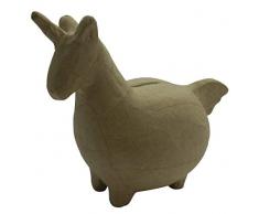 Décopatch AC840C - Un support en papier brun pulpé 19,5x10x15,5 cm, Tirelire Licorne