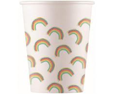 Procos 90591 Lot de 8 gobelets pour fête Arc-en-Ciel Blanc