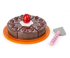 Small Foot 11064 Gâteau au Chocolat à découper en Bois certifié 100% FSC, avec Attaches Velcro, Accessoires de Cuisine/Boutique marchande Jouets, Multicolore