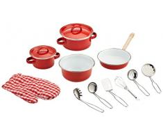 Small Foot 8964 Ustensiles de cuisine en métal, pour cuisines denfants, avec gants et ustensiles de cuisine, 13 pièces, à partir de 3 ans