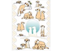 NICI 41445.0 Suricate Sticker Mural Lot de 30 x 40 cm, Couleur : Multicolore
