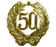 Folat 21491 Plaque de porte 3D pour 50e anniversaire Doré
