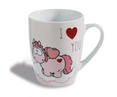 NICI 42230 Tasse en Porcelaine Motif Licorne Merry Heart I Love You Blanc 8 x 10 cm 310 ML 1 cm sous Les Bords.