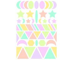 Maildor AE041O - Un sachet de gommettes Baby 6 planches 14,8x21 cm, Motifs géométriques pastel assortis (282 stickers)