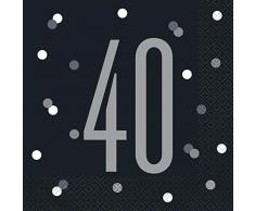 Unique Party- Serviettes de table en papier, 83546, Noir et argenté