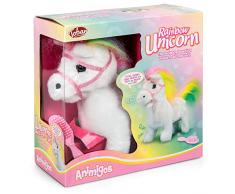 Tobar - 35406 - Peluche animée Licorne avec crinière arc en ciel à promener, Collection Animigos