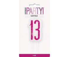 Unique Party- Bougie, 83889, Rose/argenté