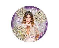 Procos 852750 Lot de 8 Assiettes Violetta pour Anniversaire denfant ou fête en Carton Rose