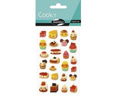 Maildor CY027O - Un sachet de gommettes 3D Cooky 1 planche 7,5x12cm, Kawaï gateaux (27 stickers)
