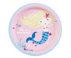 amscan - 9903031 - Be a Mermaid - Assiette Multicolore - 18 cm
