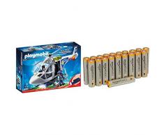 Playmobil - 6921 - Hélicoptère Policier + Projecteur & AmazonBasics Lot de 20 piles alcalines Type AAA 1,5 V 1340 mAh (design variable)