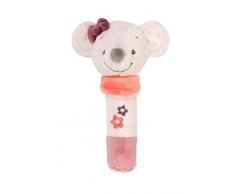 Nattou Hochet Stick Souris Valentine, Avec Couinement, Adèle et Valentine, 17 x 10 x 9 cm, Gris/Rose
