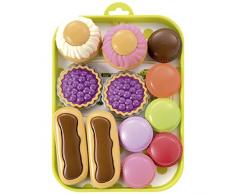 Jouets Ecoiffier - Plateau pâtisserie 100 % Chef - Imitations daliments en plastique alimentaire pour enfants - 13 pièces - Dès 18 mois - Fabriqué en France