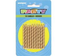 Unique Party - 1943 - Paquet de 10 Bougies dAnniversaire - Or - Spirale