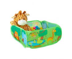 Relaxdays, vert Piscine, 50 balles, tente jeu, boules, Pop up intérieur jungle animaux HxlxP: 34 x 71 x 71 cm, 10028882
