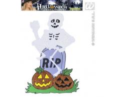 Widmann PK 6 GLITTER SKELETON ON TOMBSTONE WINDOW STICKERS