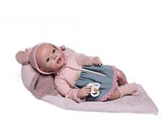 Poupées Guca - Poupée Reborn Leir, avec Robe en Laine Rose et Lin Bleu, Habillement en Gros et chancelière, 46 cm, Multicolore (18008)