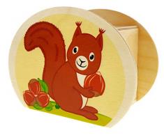 Hess 15215 Tirelire en Bois avec clés, écureuil, Cadeau pour Les Enfants danniversaire, env. 11,5 x 8,5 x 6,5 cm, Multicolore