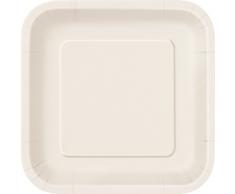 Unique Party - 32363 - Paquet de 14 Assiettes en Carton - 23 cm - Ivoire