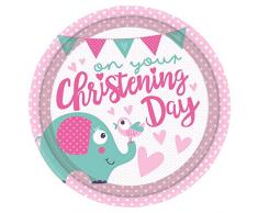 Amscan International 9901937 23 cm sur Votre Jour de baptême Rose Assiettes en Papier