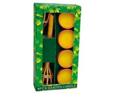 Partner Jouet - A1100292 - Ameublement et Décoration - 4 Bougies Citronnelle et Deux Supports Bambou