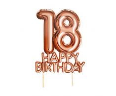 Neviti- Glitz & Glamour-Cake Topper-Rose Gold-Age 18 Décoration pour gâteau, 773536