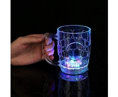 Shatchi 4196-LED-BEER-MUG-4PCS 4 x LED Automatique Activé par leau Flash Up Glowing Glasses Disco Night Clubbing Mug à bière tasse de enterrement de vie de jeune fille Accessoires de fête Multicolore