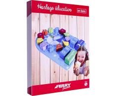 FERRY- Horloge educative en Bois, 320305, Marron