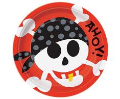 Unique Party - 40495 - Paquet de 8 Assiettes en Carton - Fête de Pirates - 23 cm