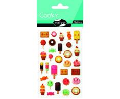 Maildor CY026O - Un sachet de gommettes 3D Cooky 1 planche 7,5x12cm, Kawaï Gourmandises (31 stickers)