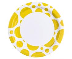 Amscan - 999317 - 8 Assiettes Ã Pois DiamÃ¨tre - 23 cm - Jaune