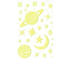 Maildor AE154C - Un sachet de gommettes Phospho Stick 10 planches 10,5x16 cm, Planètes (680 stickers)